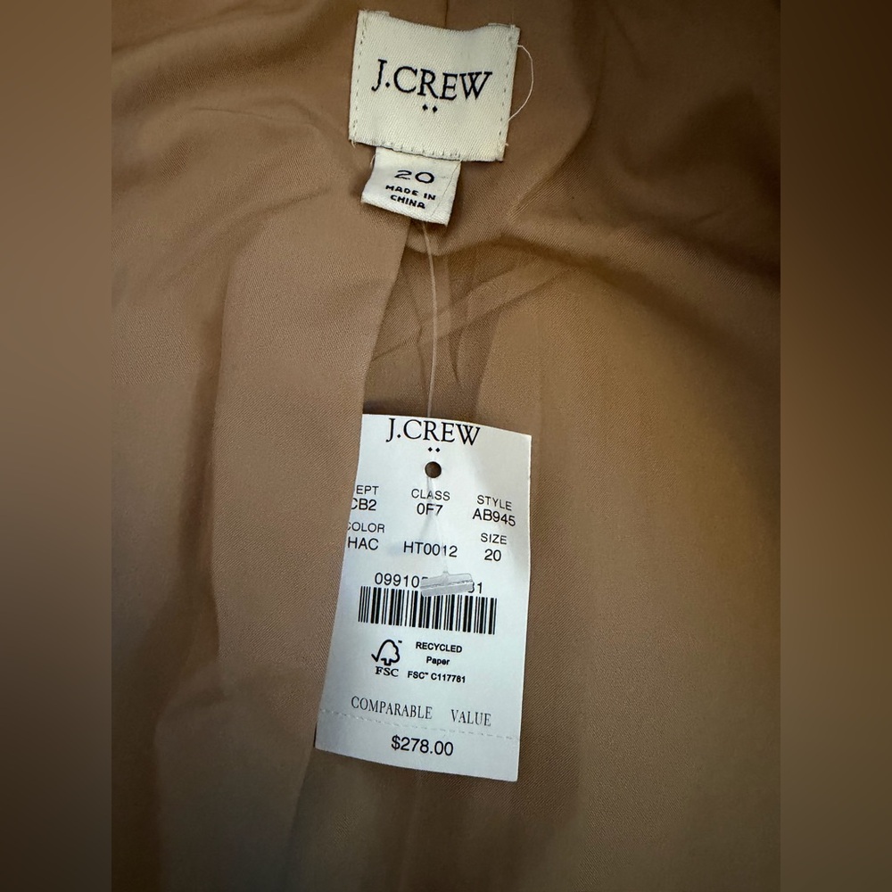 J. Crew NWT Women's‎ Wool Blend City Coat in Sandstone Beige Size 20 - Picture 6 of 12